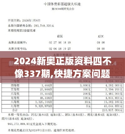 2024新奥正版资料四不像337期,快捷方案问题解决_精英版5.248-2