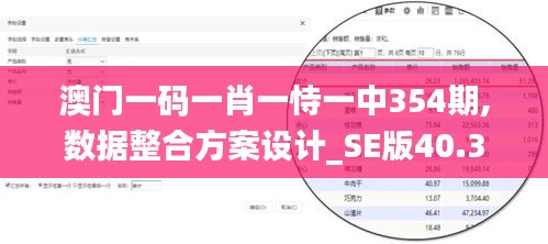 澳门一码一肖一恃一中354期,数据整合方案设计_SE版40.345-2