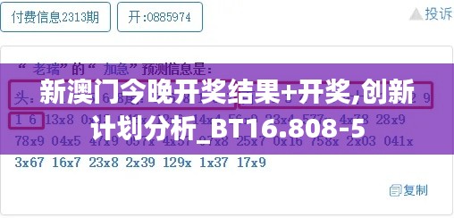 新澳门今晚开奖结果+开奖,创新计划分析_BT16.808-5