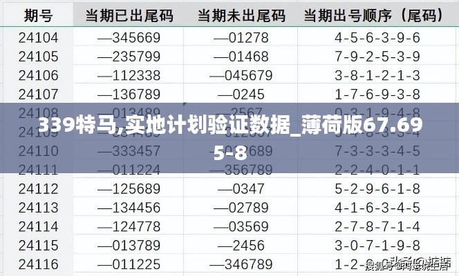 339特马,实地计划验证数据_薄荷版67.695-8
