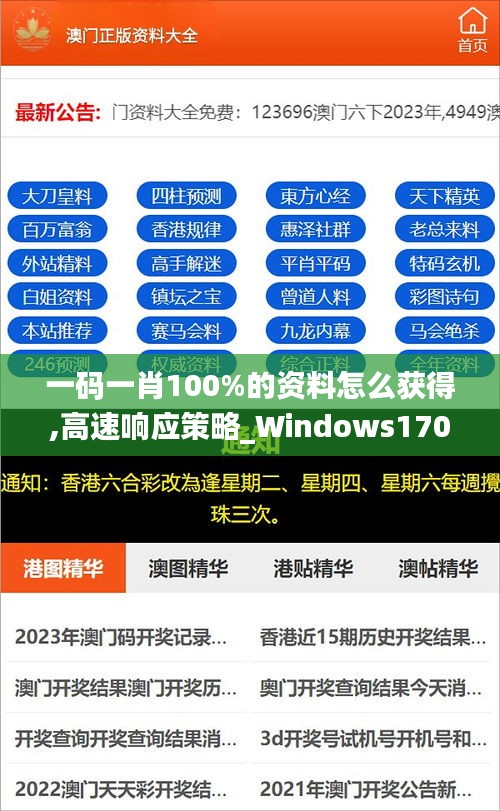 一码一肖100%的资料怎么获得,高速响应策略_Windows170.422