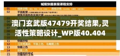 澳门玄武版47479开奖结果,灵活性策略设计_WP版40.404