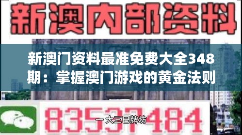 新澳门资料最准免费大全348期:掌握澳门游戏的黄金法则