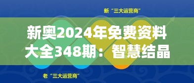 新奥2024年免费资料大全348期:智慧结晶,知识共享
