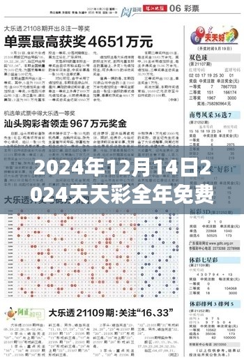 2024年12月14日2024天天彩全年免费资料:用智慧和洞察力迎接彩市的每一次机会