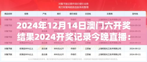 2024年12月14日澳门六开奖结果2024开奖记录今晚直播:财富之旅的起点