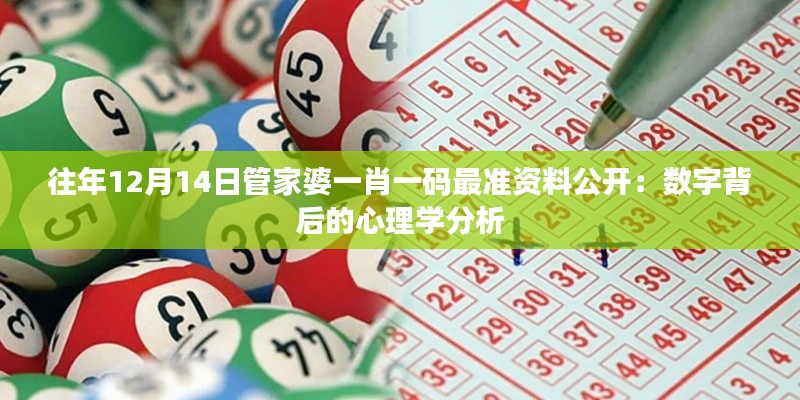 往年12月14日管家婆一肖一码最准资料公开:数字背后的心理学分析