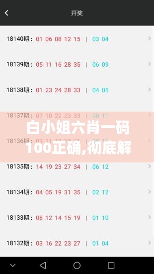 白小姐六肖一码100正确,彻底解答解释落实_MR5.881