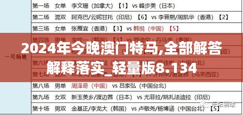 2024年今晚澳门特马,全部解答解释落实_轻量版8.134