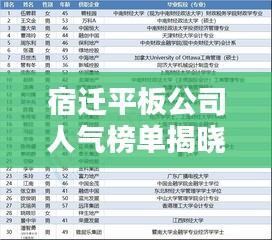 宿迁平板公司人气榜单揭晓,行业热门企业大揭秘