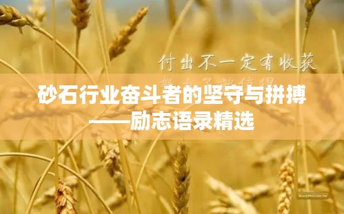 砂石行业奋斗者的坚守与拼搏——励志语录精选