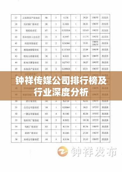 钟祥传媒公司排行榜及行业深度分析