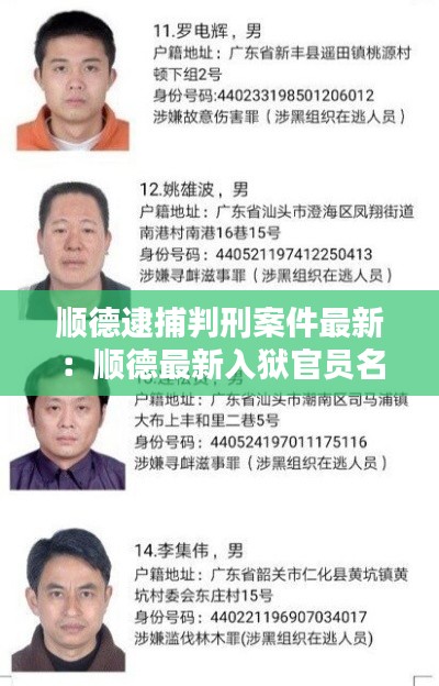 顺德逮捕判刑案件最新:顺德最新入狱官员名单