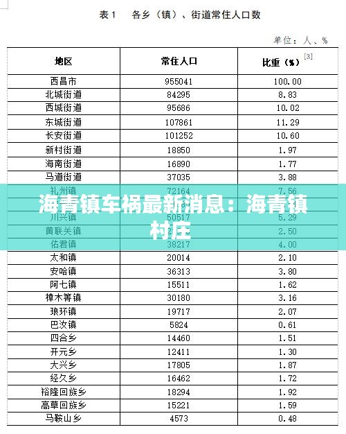 海青镇车祸最新消息:海青镇村庄