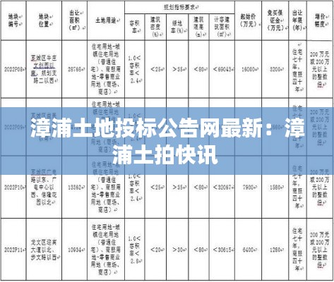 漳浦土地投标公告网最新:漳浦土拍快讯