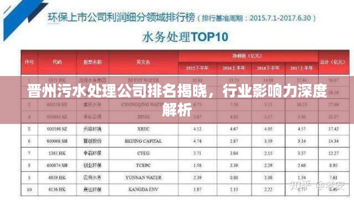晋州污水处理公司排名揭晓,行业影响力深度解析
