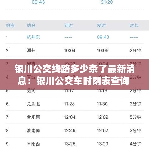 银川公交线路多少条了最新消息:银川公交车时刻表查询