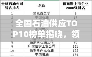 全国石油供应TOP10榜单揭晓,领先企业大比拼!