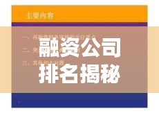 融资公司排名揭秘,全面解析PPT报告内容