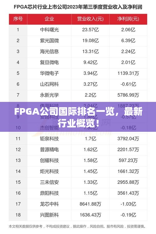 FPGA公司国际排名一览,最新行业概览!