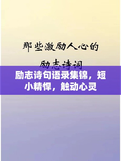 励志诗句语录集锦,短小精悍,触动心灵