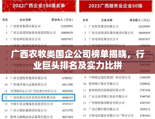 广西农牧类国企公司榜单揭晓,行业巨头排名及实力比拼