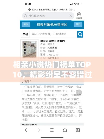 相亲小说热门榜单TOP10,精彩纷呈不容错过!