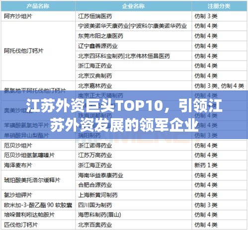 江苏外资巨头TOP10，引领江苏外资发展的领军企业