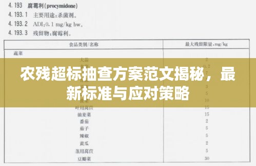农残超标抽查方案范文揭秘，最新标准与应对策略