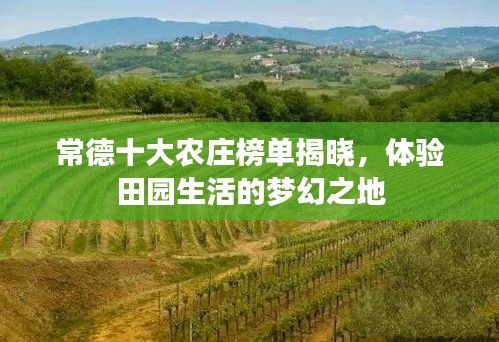 常德十大农庄榜单揭晓，体验田园生活的梦幻之地