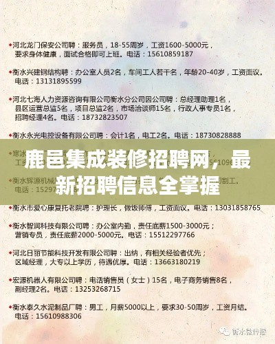 鹿邑集成装修招聘网,最新招聘信息全掌握