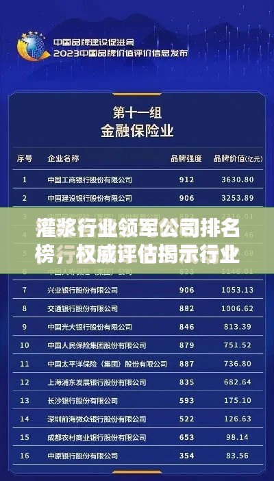 灌浆行业领军公司排名榜,权威评估揭示行业领先者