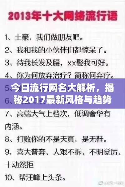 今日流行网名大解析，揭秘2017最新风格与趋势——污网时代盛行