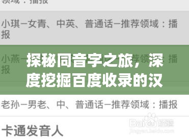探秘同音字之旅，深度挖掘百度收录的汉字奥秘