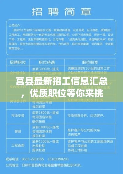 莒县最新招工信息汇总，优质职位等你来挑