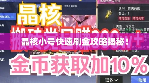 晶核小号快速刷金攻略揭秘！