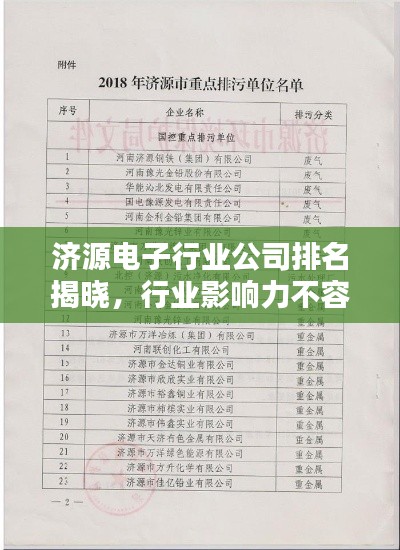 济源电子行业公司排名揭晓,行业影响力不容小觑