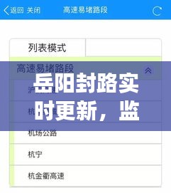岳阳封路实时更新，监控下的交通动态与路况调整
