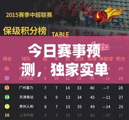 今日赛事预测,独家实单揭秘胜负悬念