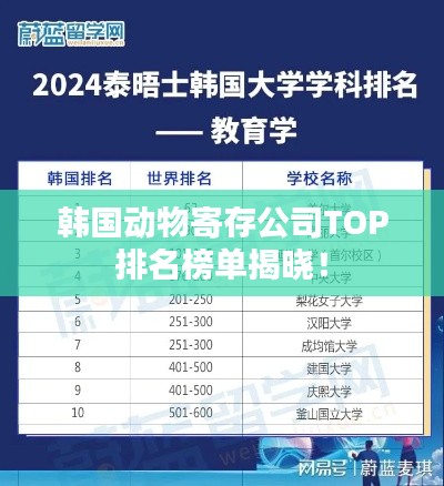 韩国动物寄存公司TOP排名榜单揭晓!