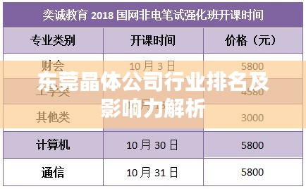 东莞晶体公司行业排名及影响力解析