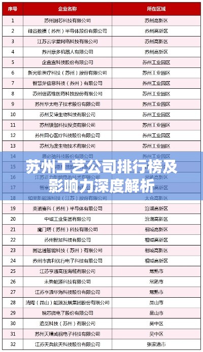 苏州工艺公司排行榜及影响力深度解析