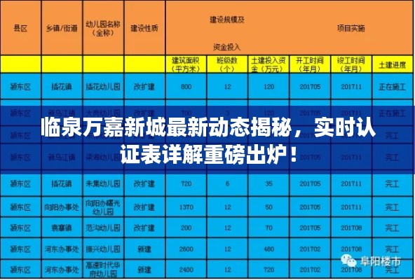 临泉万嘉新城最新动态揭秘,实时认证表详解重磅出炉!