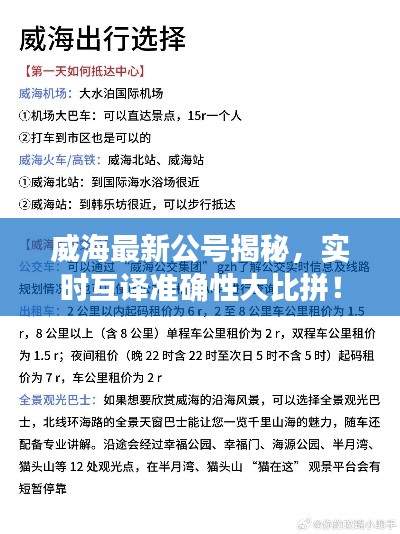 威海最新公号揭秘,实时互译准确性大比拼!
