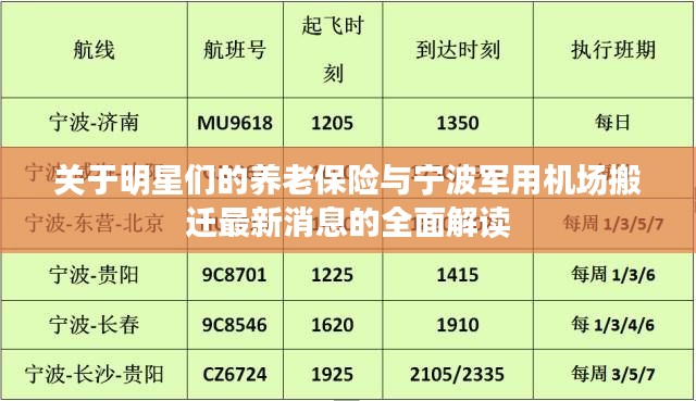 关于明星们的养老保险与宁波军用机场搬迁最新消息的全面解读