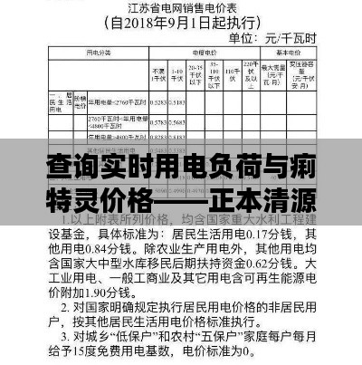 查询实时用电负荷与痢特灵价格——正本清源、务实指导与打假警示