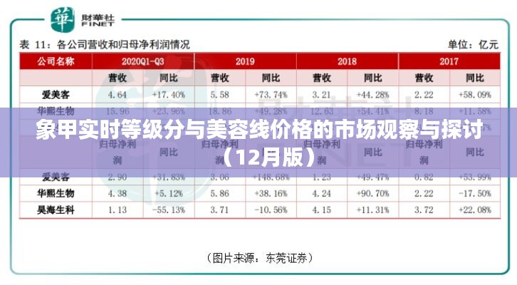 象甲实时等级分与美容线价格的市场观察与探讨（12月版）