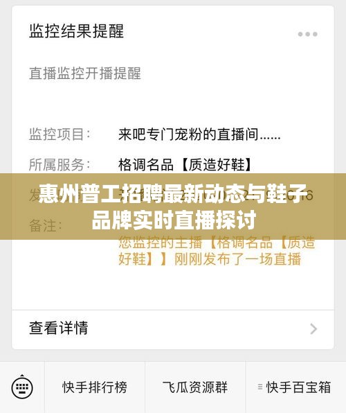 惠州普工招聘最新动态与鞋子品牌实时直播探讨