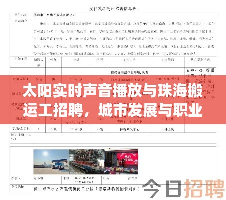 太阳实时声音播放与珠海搬运工招聘，城市发展与职业探索交汇点