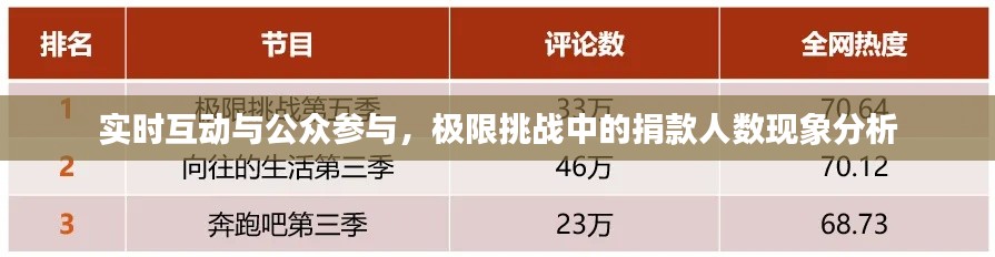 实时互动与公众参与，极限挑战中的捐款人数现象分析